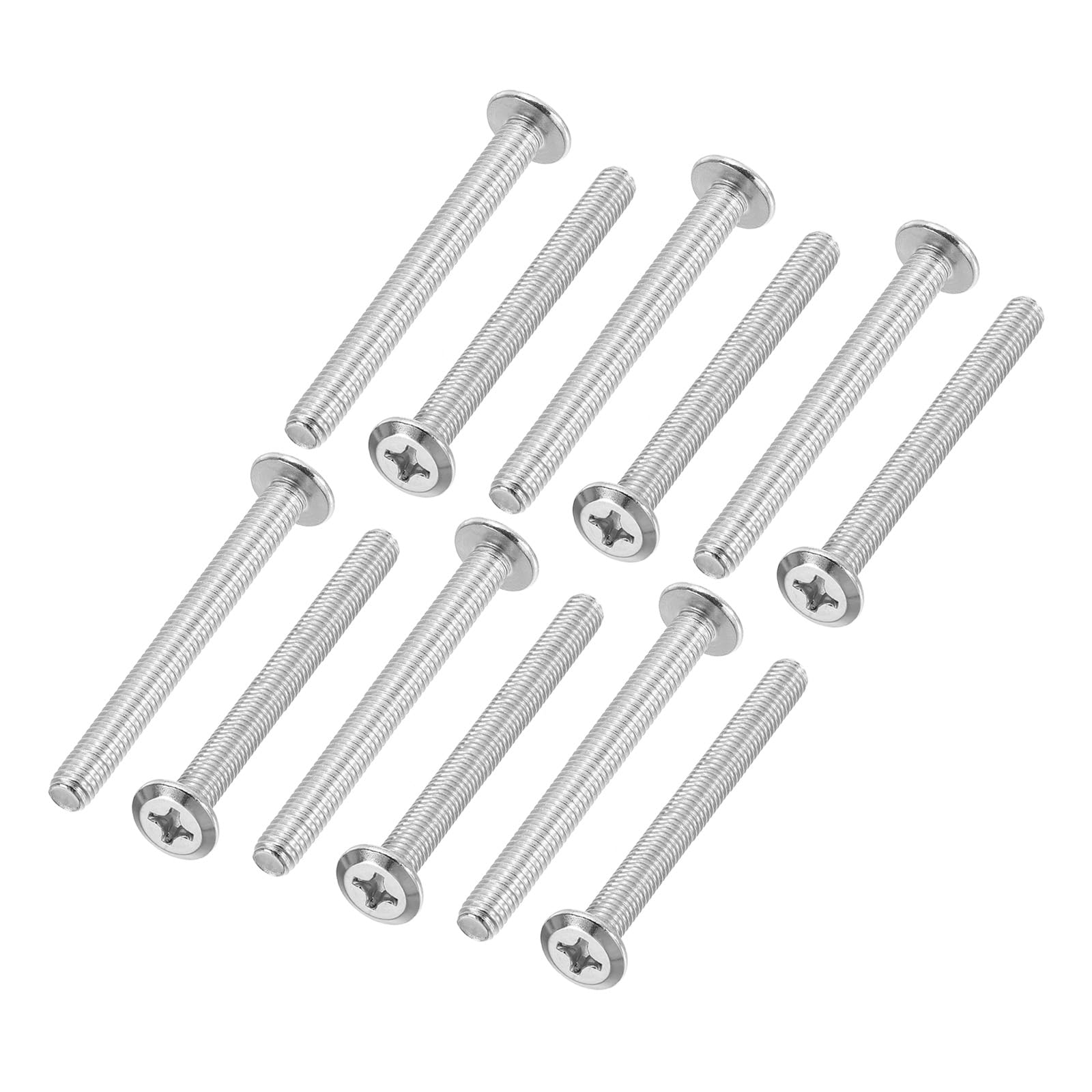PATIKIL Flat Round Head Phillips Screws, 8 Pack M6-1 x 60mm Binding Screws 304 Stainless Steel 18-8 Full Thread