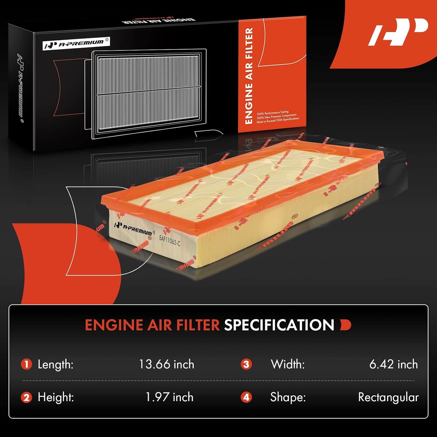 A-Premium 2-PC Engine Air Filter Compatible with Land Rover Discovery, LR4, Range Rover, 2010-2022, Flexible Panel