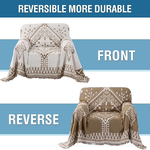 Miniatura 5 de H.VERSAILTEX Funda de sofá reversible para perro, para la mayoría de las formas, protector de muebles con borlas, funda de sofá modular (mediano 71