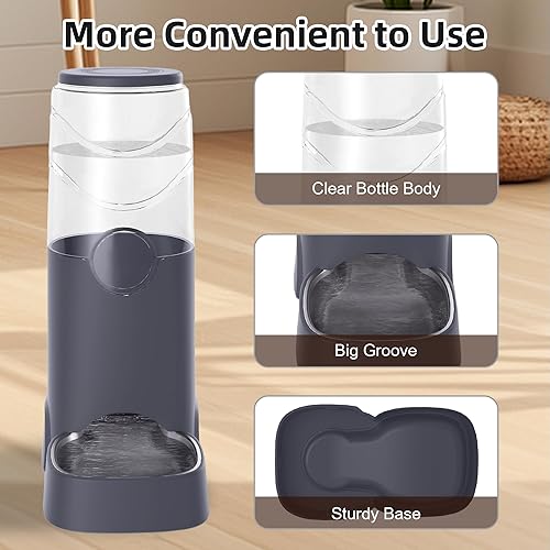 Miniatura 5 de Bebedero automático para mascotas de 8 L, alimentador de agua de acero inoxidable por gravedad, dispensador de agua para mascotas por gravedad,