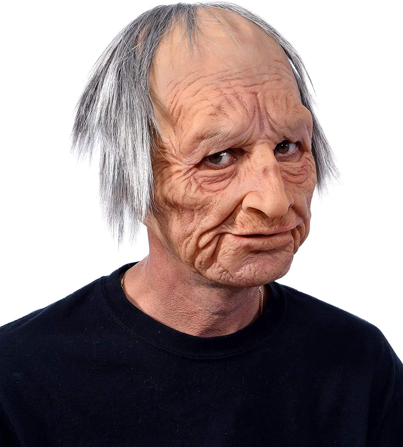 Old Men Mask Realistic Human Wrinkle Face Grandpa Mask Bald Man cosplay Halloween Costume Props
