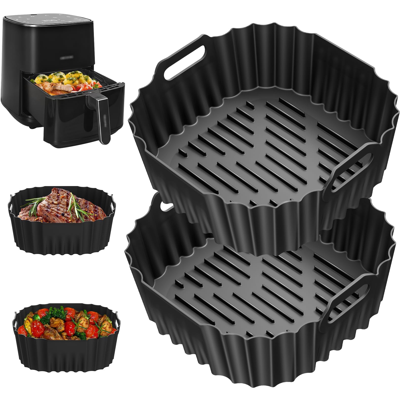 Molde Silicona Freidora de Aire para Cecotec 5.5l, Accesorios Air Fryer para Philips Airfryer serie 2000 4,2L, Reutilizable Cuadrado Airfryer Molde, sin BPA y apto para lavavajillas