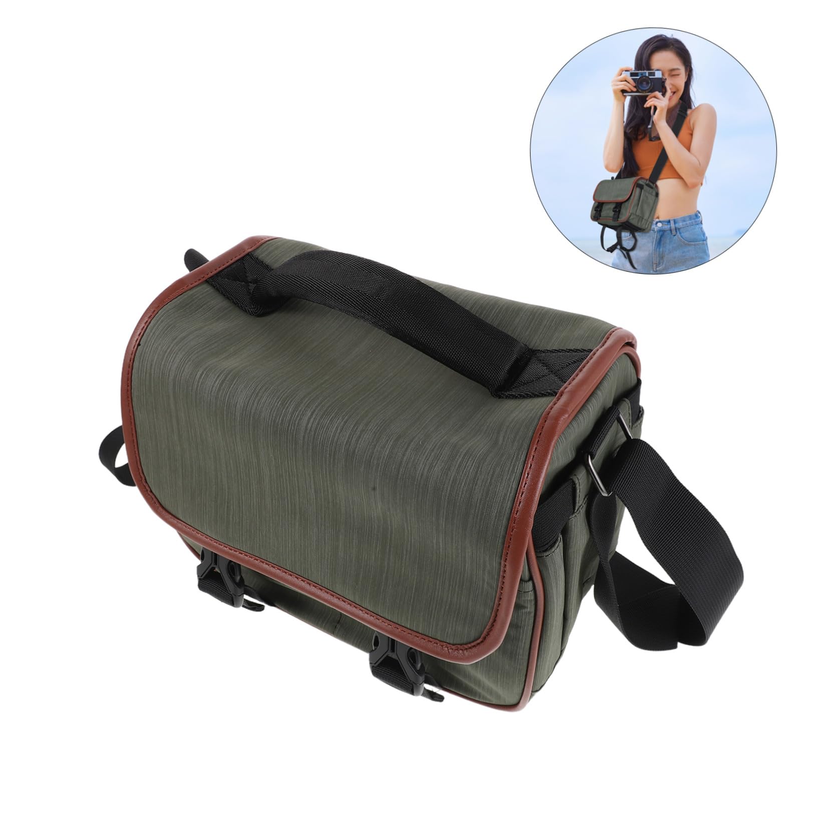 Mikikit Bolsa para Cámara Réflex Digital de Nailon con Compartimentos | Organización Optimizada y Acceso Rápido, Protección Antirrayas, Transporte Versátil para Fotografía al Aire Libre