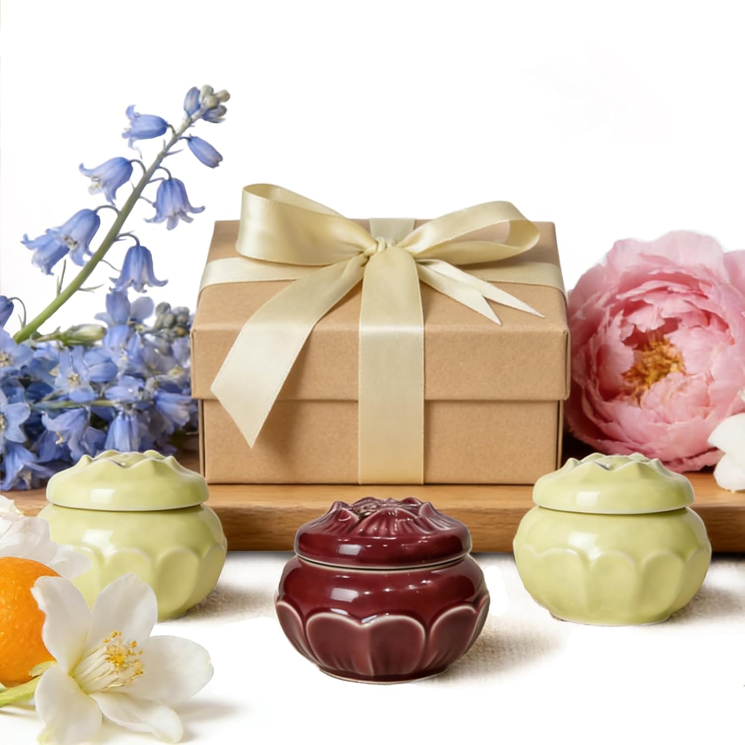 Banami Solid Perfume Set 3PCS - Orange Blossom & Bluebell & Peony | 0.7oz Each, Long Lasting Alcohol Free Handmade Floral Scent Perfume for Women, Luxury Gift Set (Date Freshness)