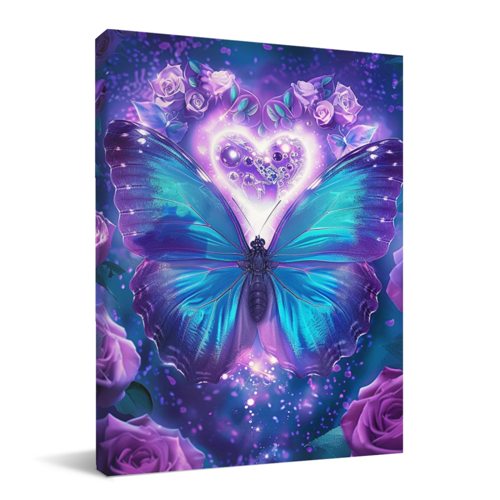 Butterfly Framed Painting Art, Canvas Wall Decor Charming Portrait Art Poster Painting Aesthetic Home Decoration Academia Prints for Room Bedroom Wall Decor to Hang 16x20Inch