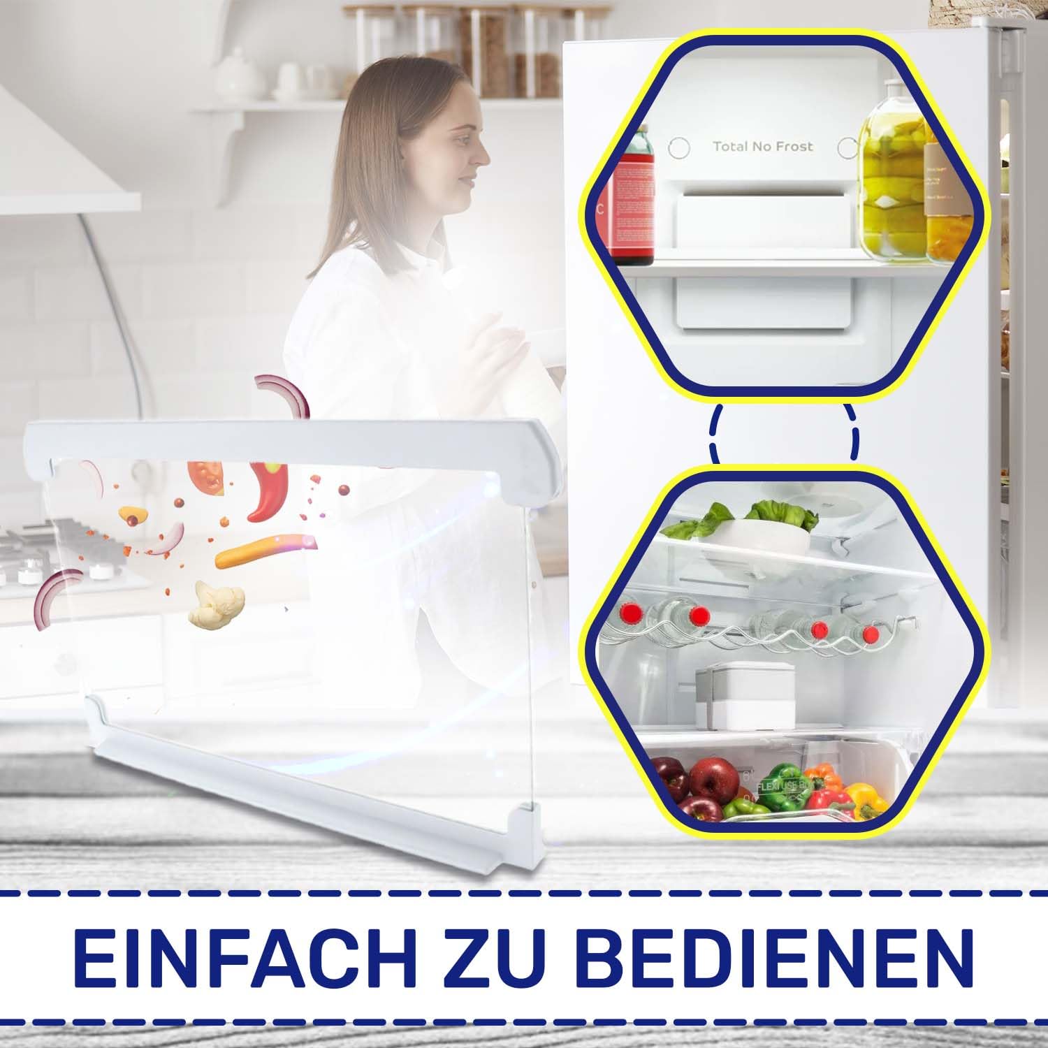 Vorderer Rahmen für Kühlschrank Einlegeboden Glas mit Länge 475 mm mit Originalcode C00144362 C00506365 für Indesit für Ariston 482000022983 488000506365 für Whirlpool - MADE IN EU - MONTERAL