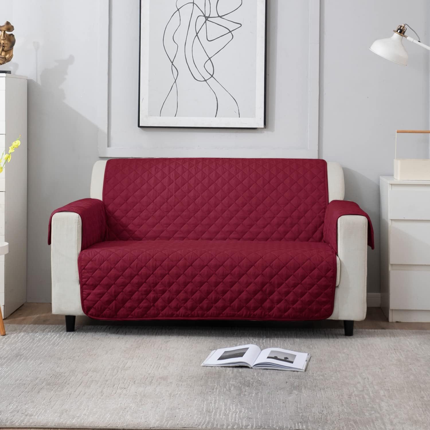 Stylish Reversible Sofa Cover - 3 Seater, Navy Blue -14