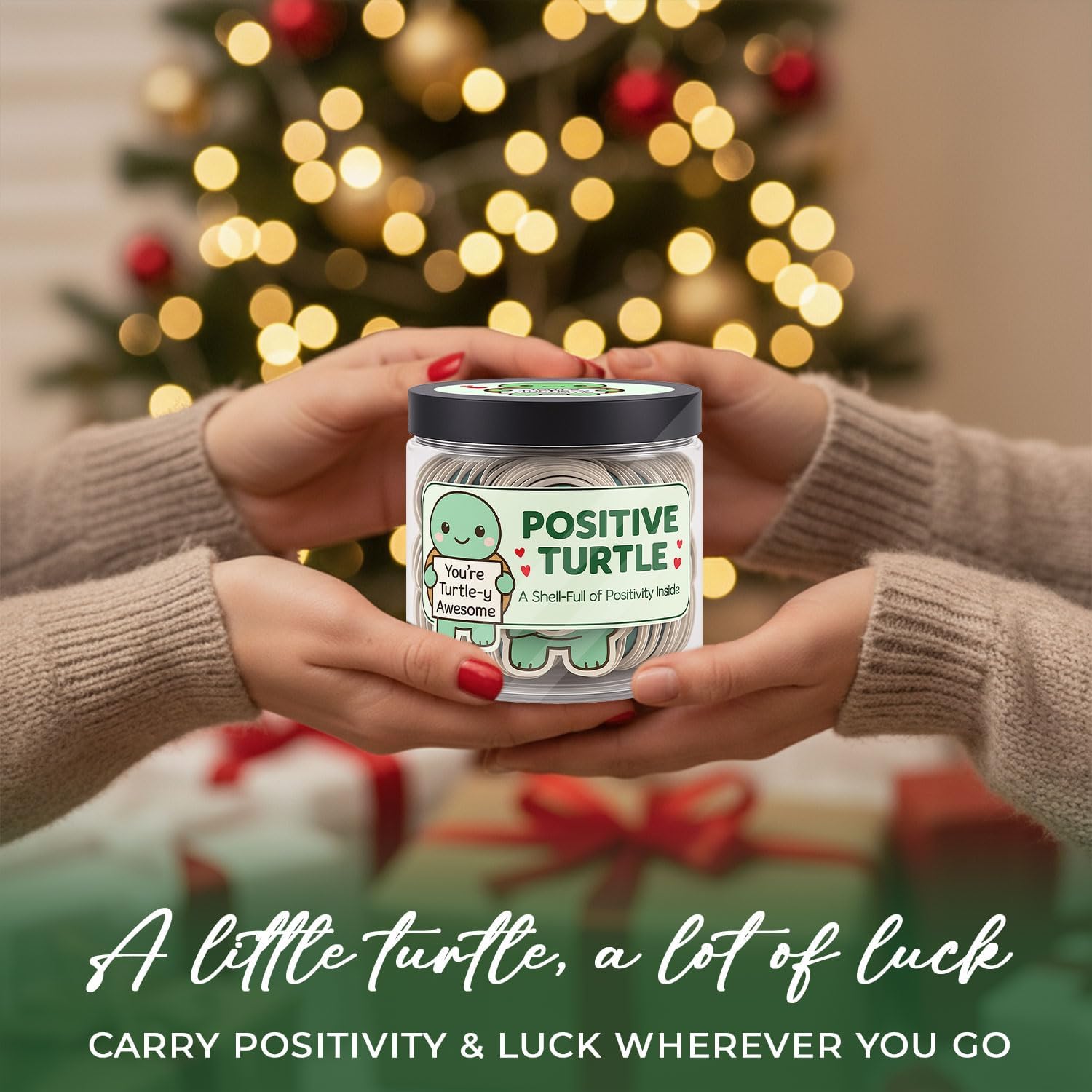 60 Positive Cards Turtle Jar, Affirmation Cards For Women, Friendship Gift, Best Friend Gift, Positive Decor, Valentines Day Gifts, Key Chain Turtle, Card Turtle for Her - Image 3