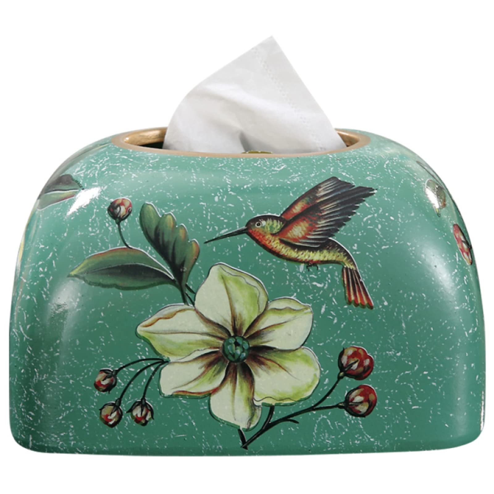 ZQJKL Ceramic Tissue Box Cover Flower and Bird Tissue Paper Holder Box Cover Case Napkin Holder Facial Wipes Storage Case for Household Office, 5