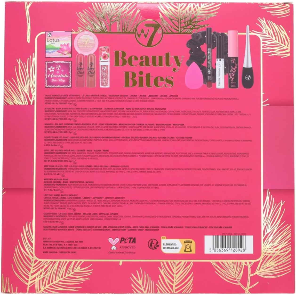 W7 Beauty BItes 12 Day Advent Calendar Makeup, Pink