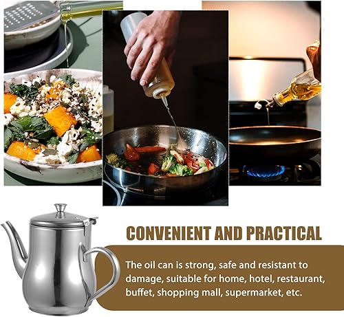 Miniatura 2 de DOITOOL Dispensador de aceite de oliva de acero inoxidable con colador, recipiente de aceite de cocina, recipiente de grasa de tocino con colador