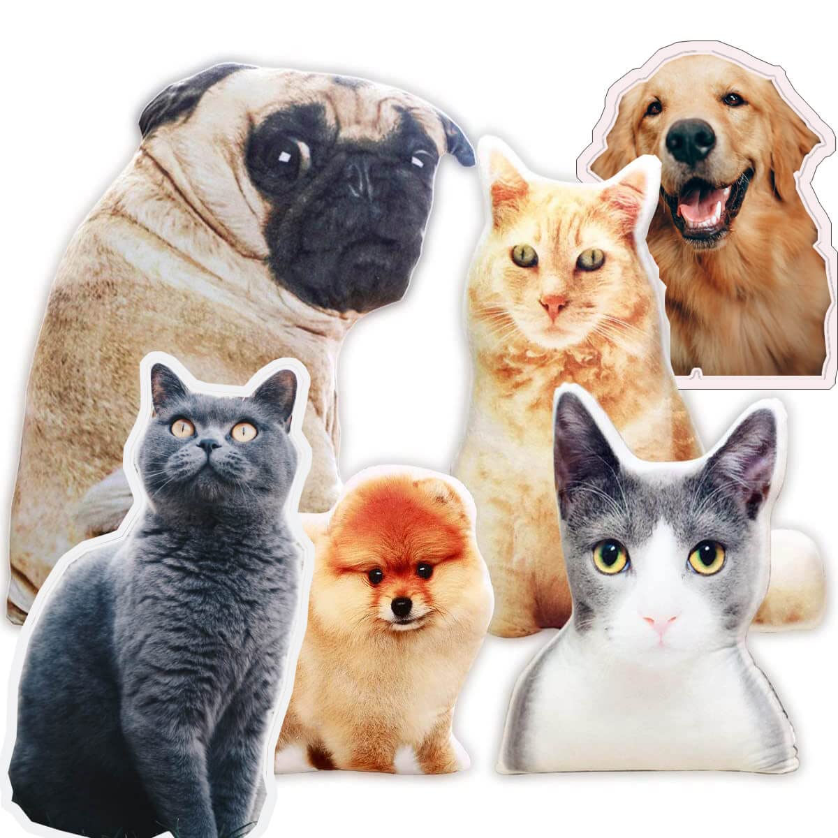 Coussin Personnalisé Photo Animal De Compagnie – Impression Recto Verso 3D, Housse Polyester, Forme Visage Chien/chat, 20 Pouces