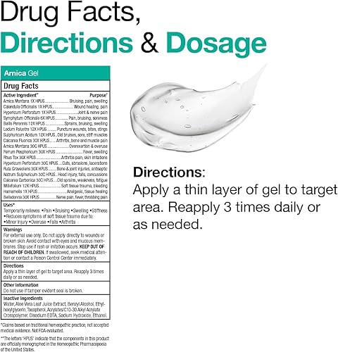 Miniatura 6 de VitaMedica  Arnica Montana  Kit de tabletas y gel  Moretones  Hinchazón  Caléndula  Consuelda  Hamamelis  Aloe calmante  150 tabletas  Gel de 3
