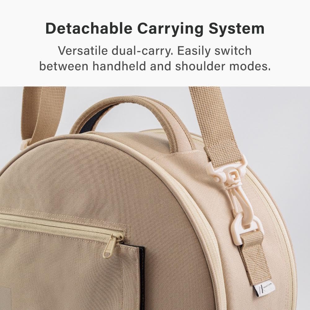 Expandable Yoga Wheel Bag - Smooth Gliding Zipper Carrier for Wide Wheels, Reinforced Handle & Detachable Strap