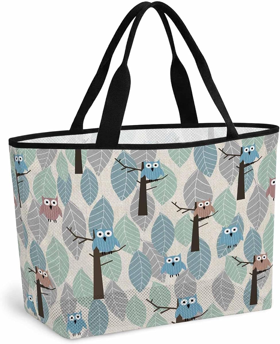 Beach Bag for Women,Abstract Brown Blue Eagle Large Beach Tote Bag Mesh Bags Travel Handbag,15.7"x15.7"x9.1"