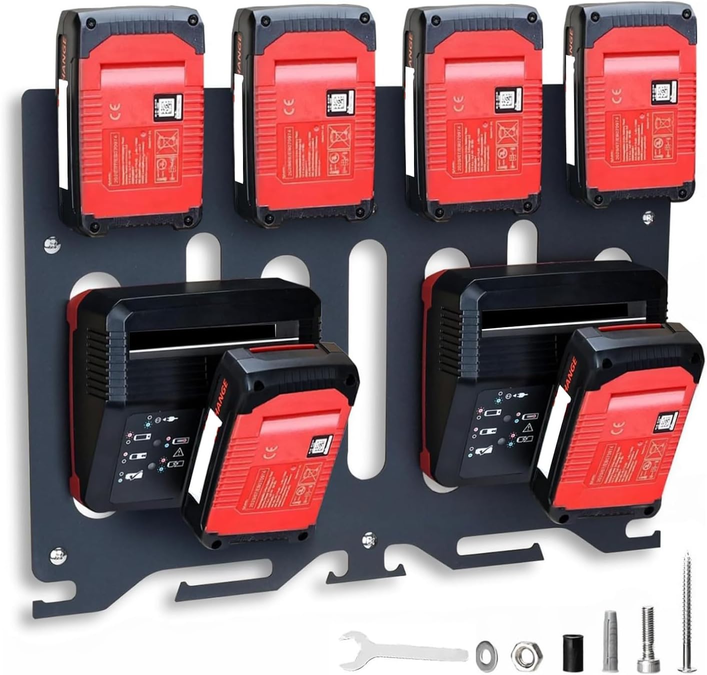 壁掛け充電器ホルダーツールストレージラックガレージワークショップ組織のための金属構造バッテリーオーガナイザーウォールマウント