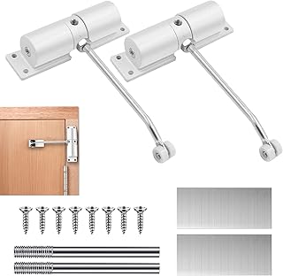 2 Stück Automatischer Türschließer Innentür, Federbelasteter Türschließer Ohne Bohren, Maximale Belastung 40kg, Einstellbarer Türschliesser mit Montageplatte und Schrauben für Innentüren, Zimmertür