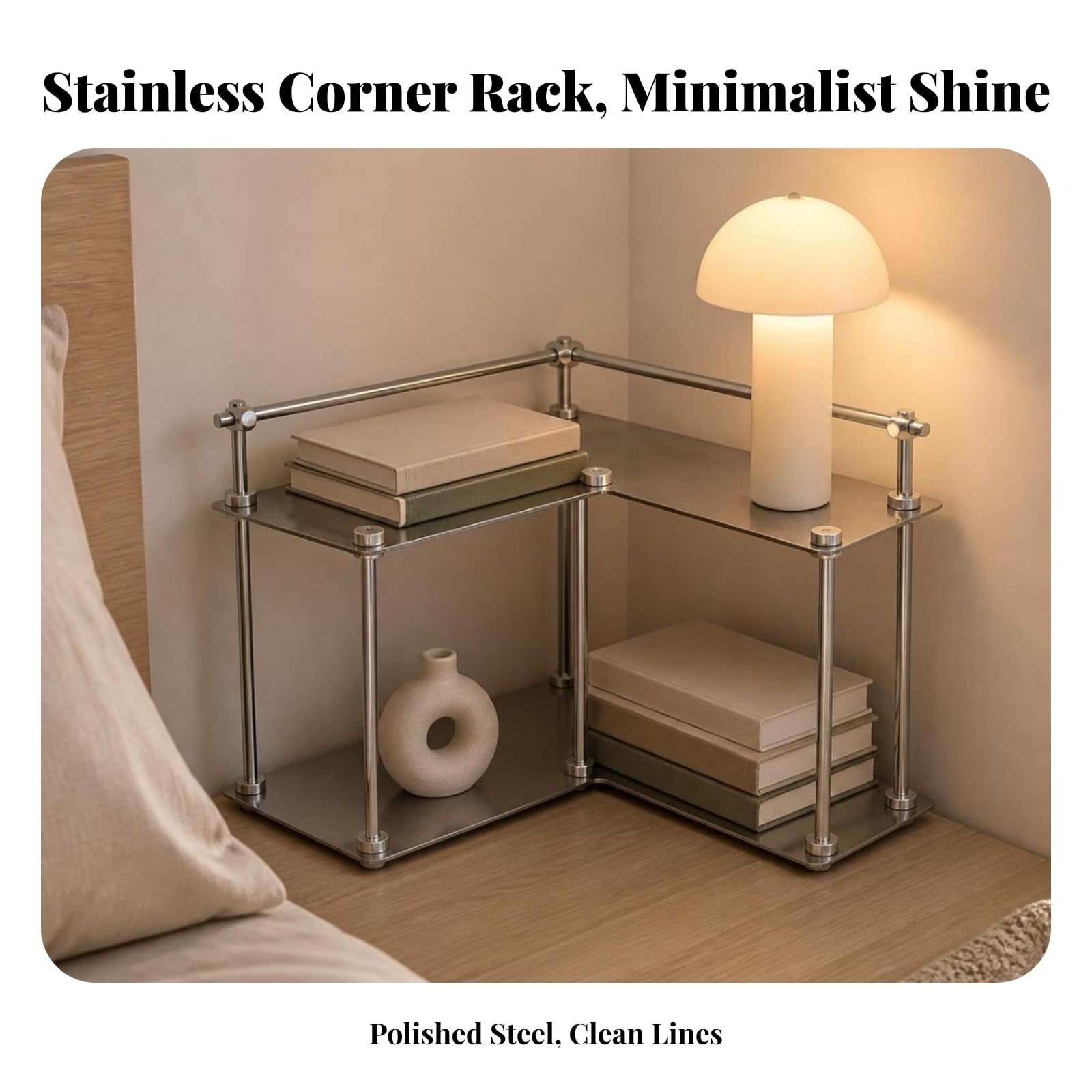 Estantería uinera Acero Inoxidable Resistente, Estable, Organizador en Forma L, para Encimera