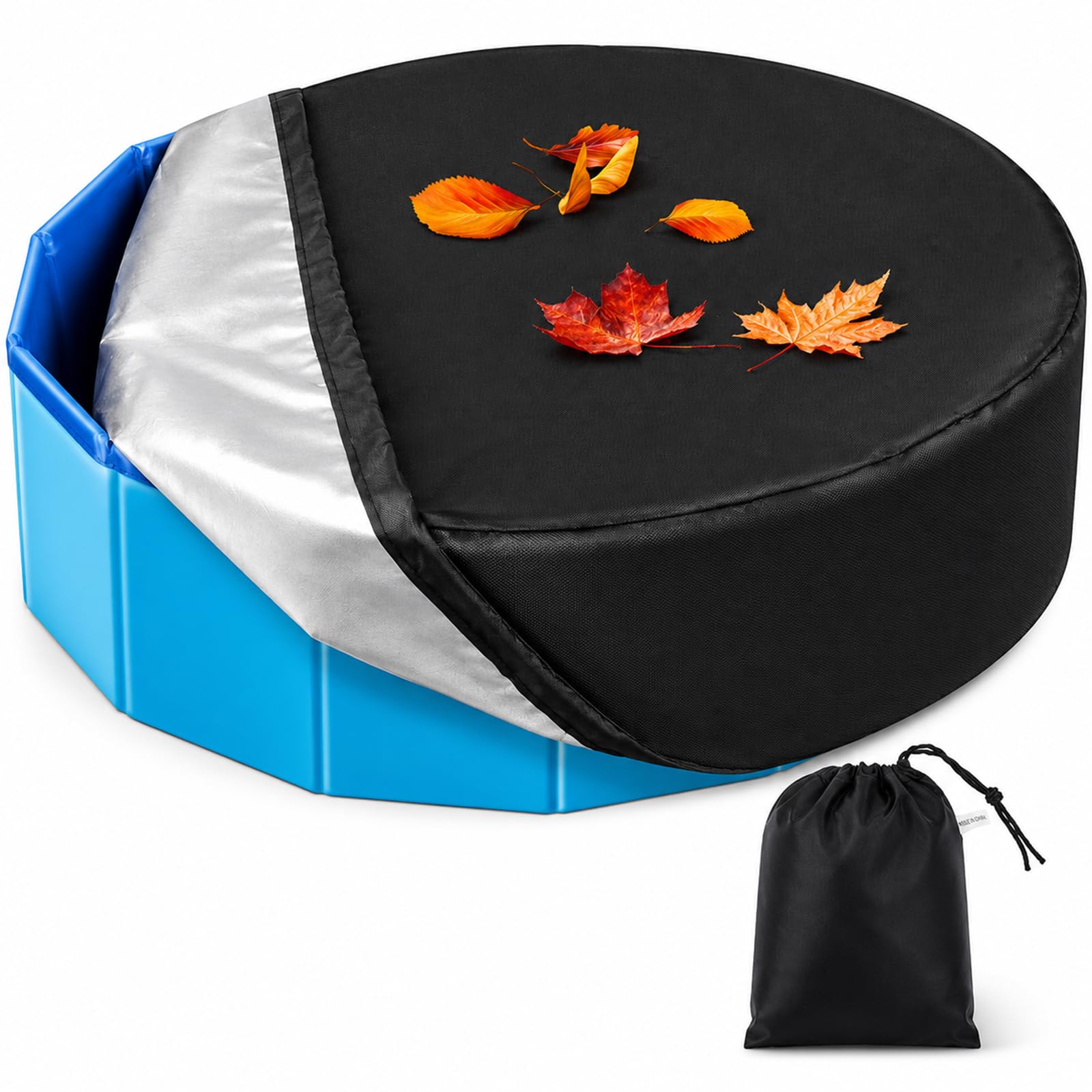 Rypet 47 inch Dog Pool Cover Foldable Round Pools Pet Collapsible Swimming Pool Cover Kiddie Pool Cover Portable Pool Accessories for Dog Kiddie Pool Bathing Tub — image 1