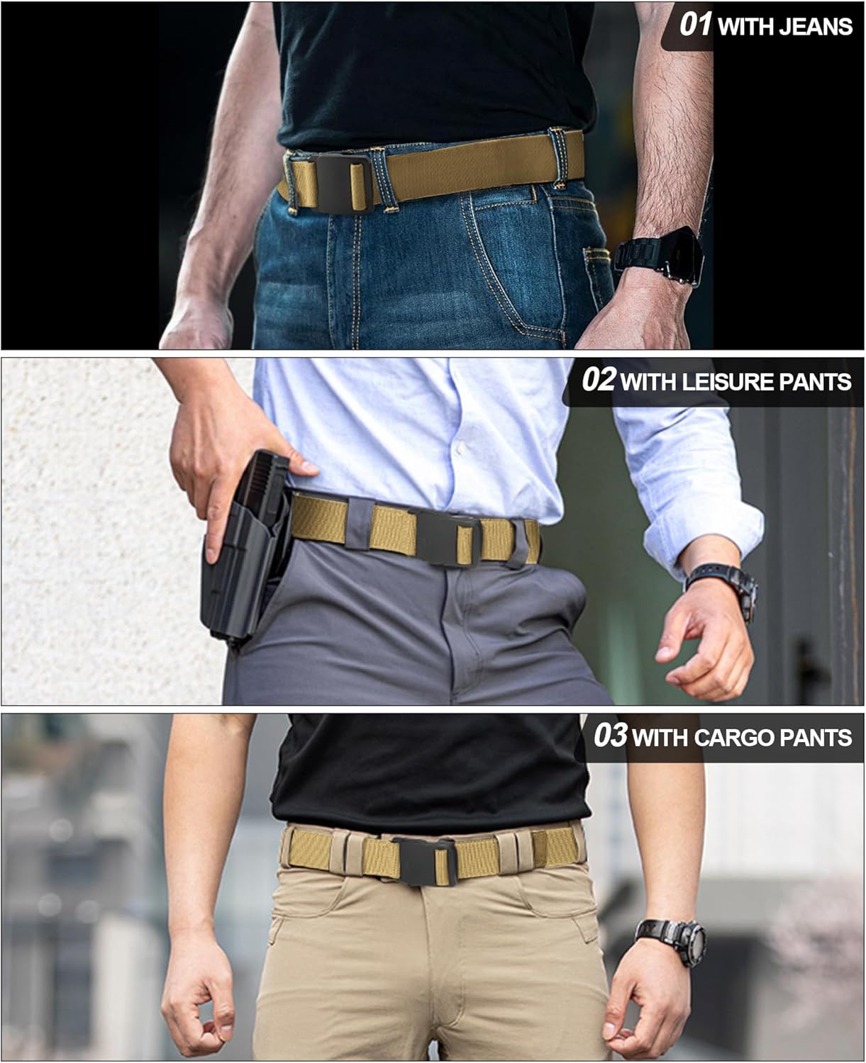 Mens Stretch Web Belt, Mens Casual Belt for Jeans,Golf or the Hiking, Width 1.5" - Image 3