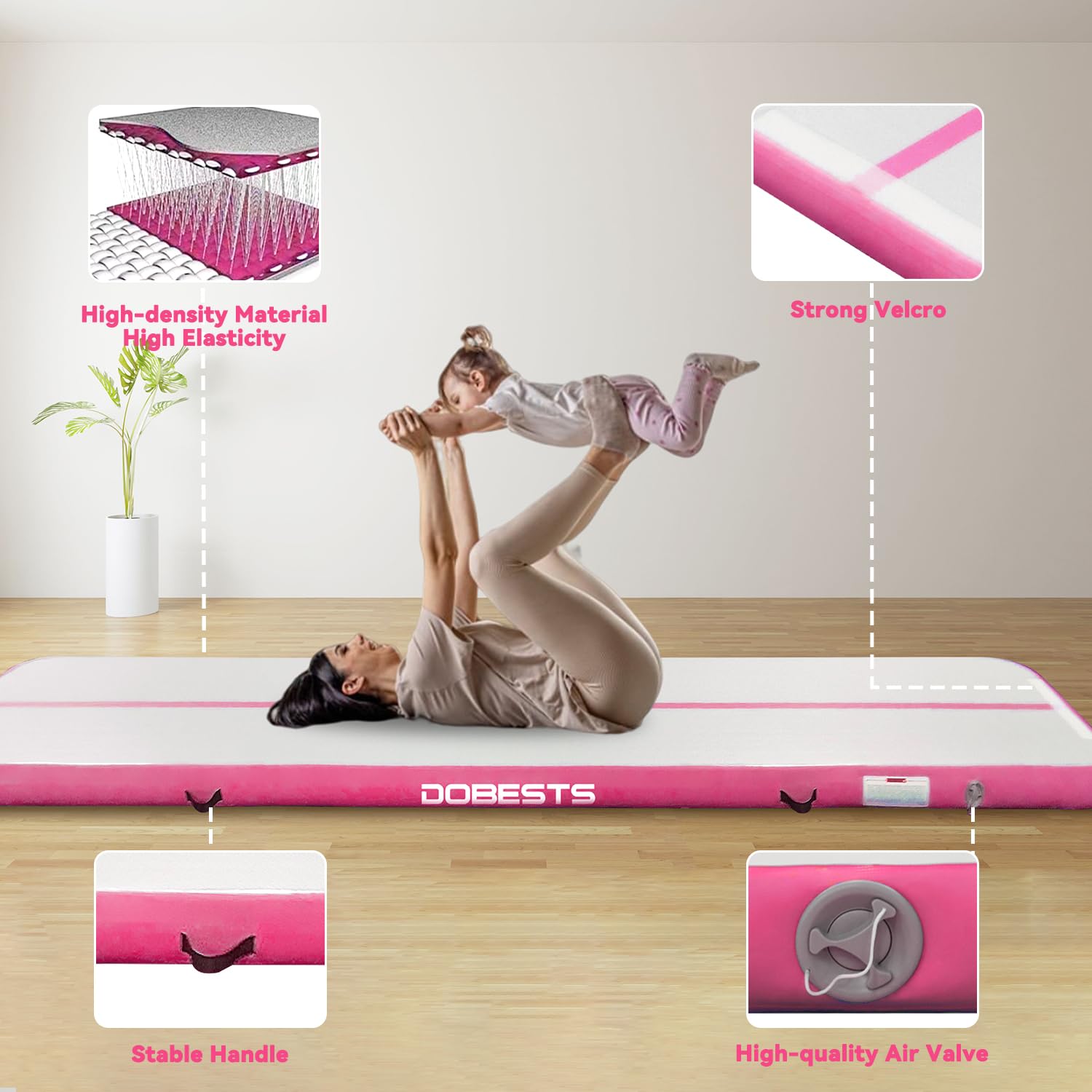 Air Tracking Mat - Tappetino da ginnastica, altezza 10-20 cm, gonfiabile, misura 2/3/4/5/6/7/8 m, con pompa ad aria elettrica