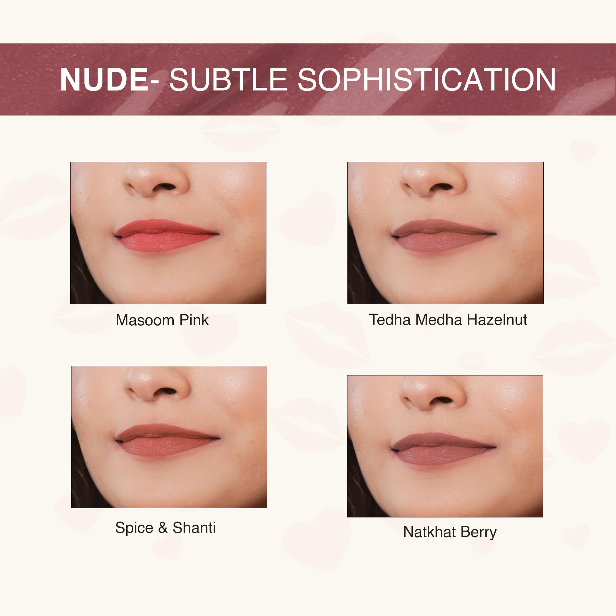 Nourish Mantra Tedha Medha Hazelnut Lipstick (3.5ml)/ Creamy Matte Liquid Lipstick with SPF/Water Proof/Smudge Proof/Transfer Proof/Long Lasting/Suits All Skin Tones - Image 4