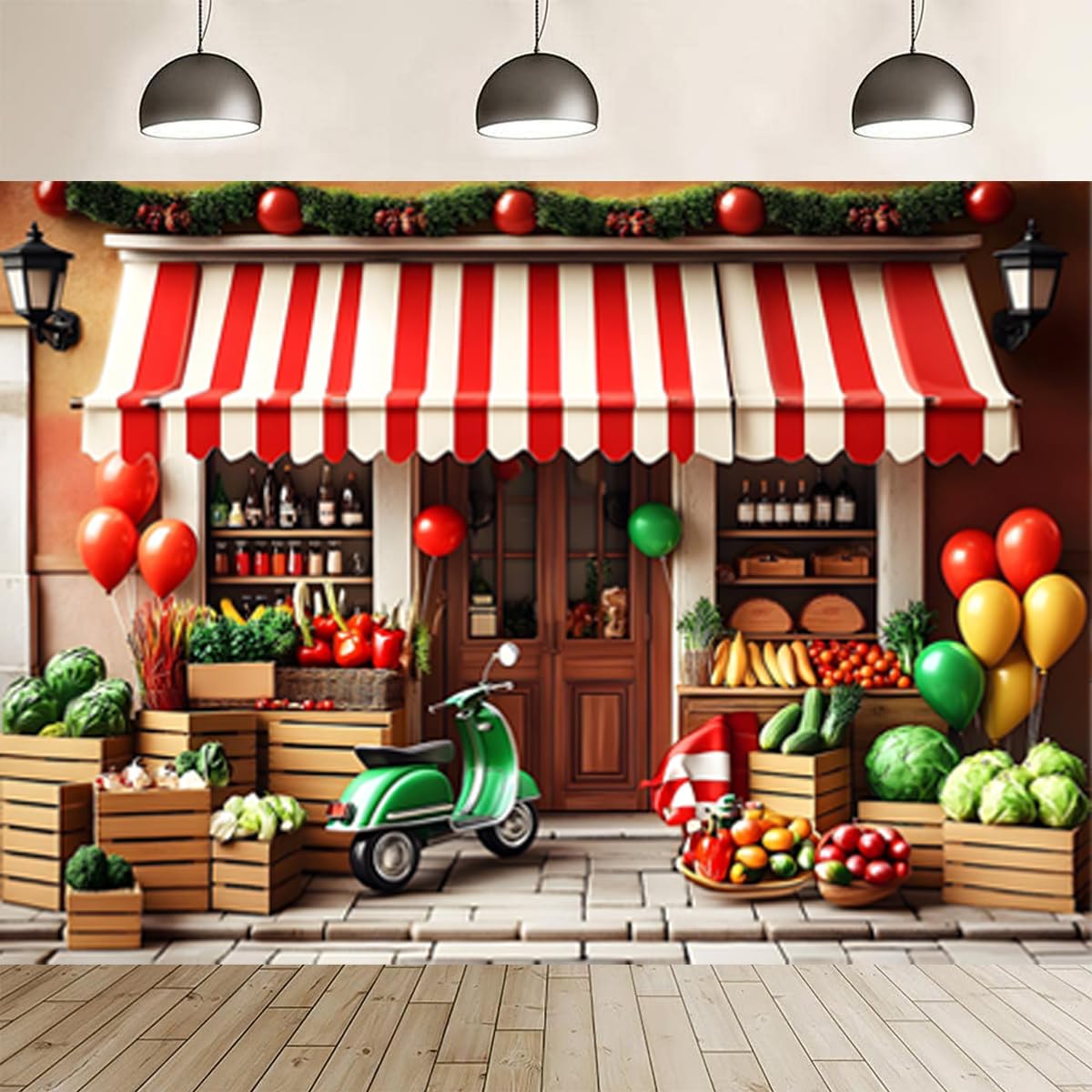 Farmers Market Backdrop for Photoshoot Baby Shower Cake Table Decorations Grocery Store Fruits Backdrop Newborn Children Portrait Background Baby Kids