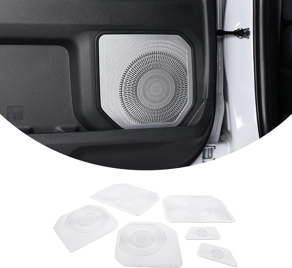 6PCS Fit for Tundra Sequoia 2022 2023 Car Door Audio Speaker Cover Stainless Steel Car Door Speaker Net Decoration Stickers Car Coaxial Speaker Cover Grill Car Door Speaker Cover
