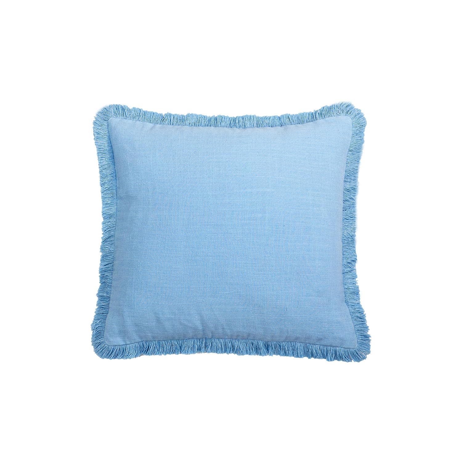 2 Pack Boho Square Throw Pillow Covers Solid Tassel Pillow Cases for Couch Sofa Bed Living Room (Blue, 18x18 Inch)