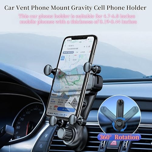 Miniatura 4 de Soporte de teléfono para ventilación de automóvil, soporte para teléfono celular por gravedad, nunca bloquea la ventilación con brazo giratorio