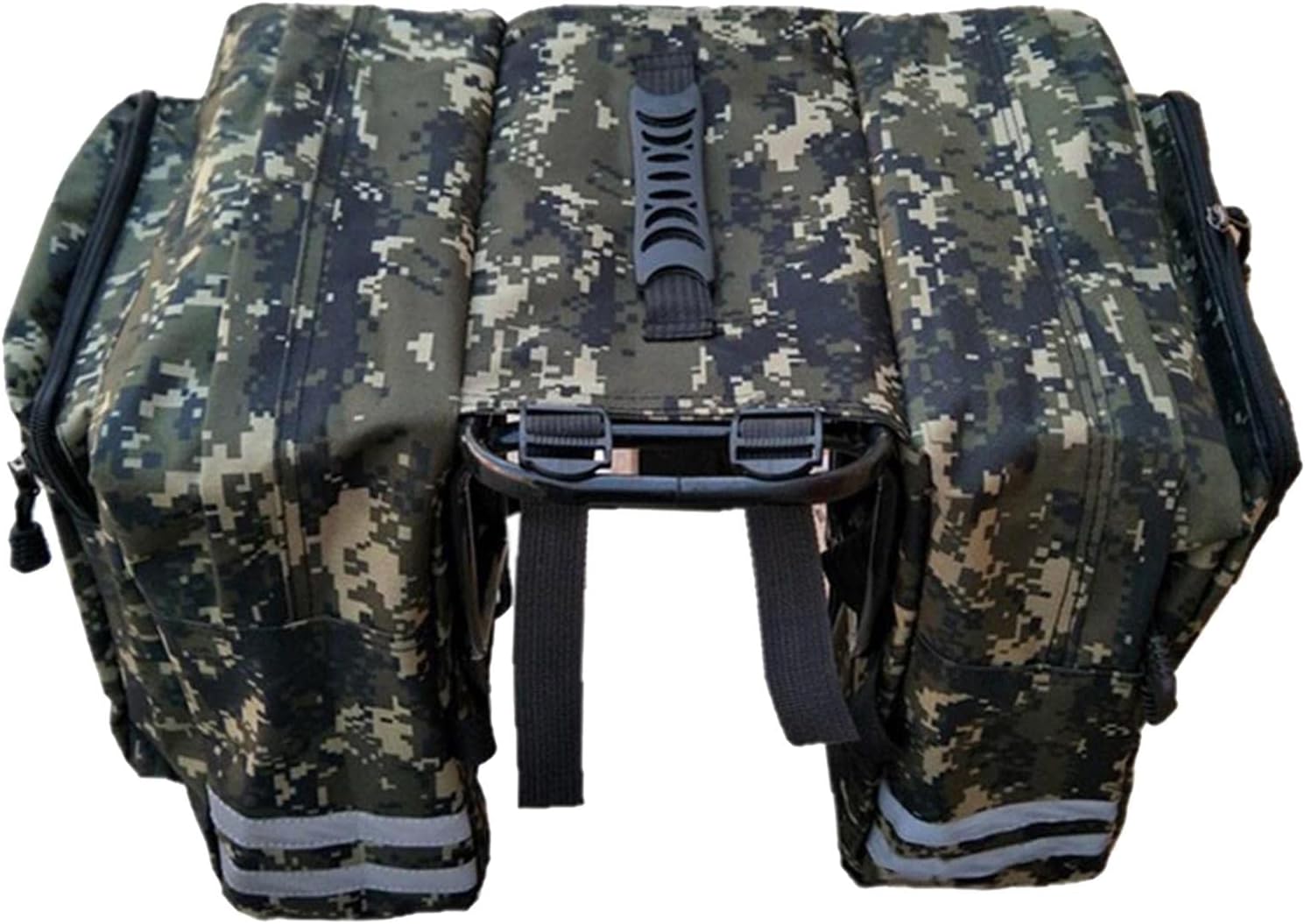 Cycling Bike Double Pannier Rear Seat Bag Pouch Saddle Bag Trunk Bag - Camouflage Green