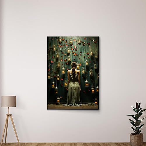 Yoga Wall Art, Canvas Prints Yoga Meditation Studio Room Decorations Tie Dye Hippie Psychedelic Poster with Frame Meditating Peace Wall Art Hanging