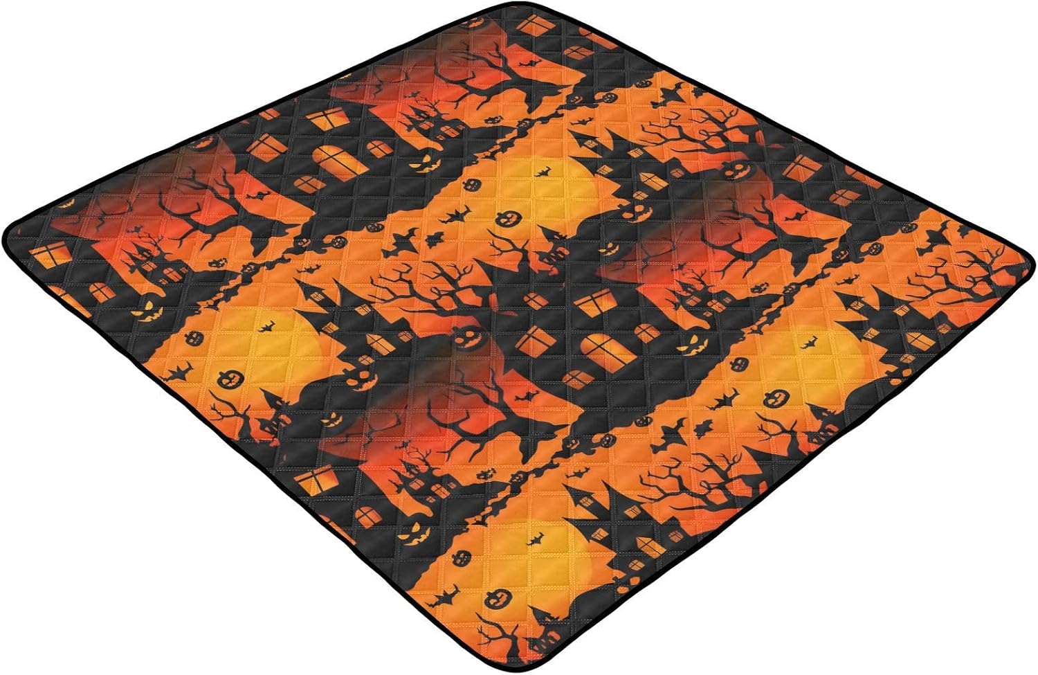Graffiti Halloween Castle Baby Play Mat, 50“ X 50” Washable Folding Crawling Mat, Baby Floor Mat, Soft, Non-Slip