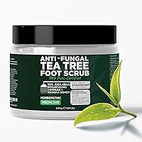 Tea Tree Oil Foot Scrub & Callus Remover: Exfoliating Treatment with Salicylic & Glycolic Acid for Dead Skin, Athlete’s Foot, Warts, Odor