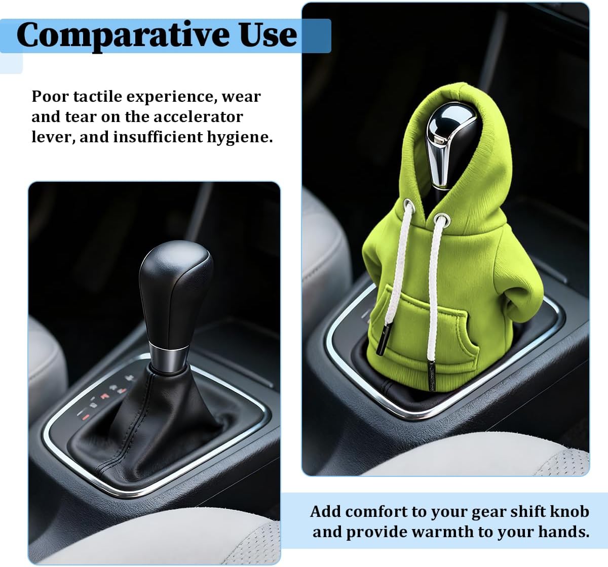 Car Gear Shift Hoodie, Funny Mini Hoodie Fashionable Vehicle Gear Shift Knob Protector Cover, Cute Automotive Interior Decoration Accessories, Universal for SUV Sedan Truck (Green) image 4