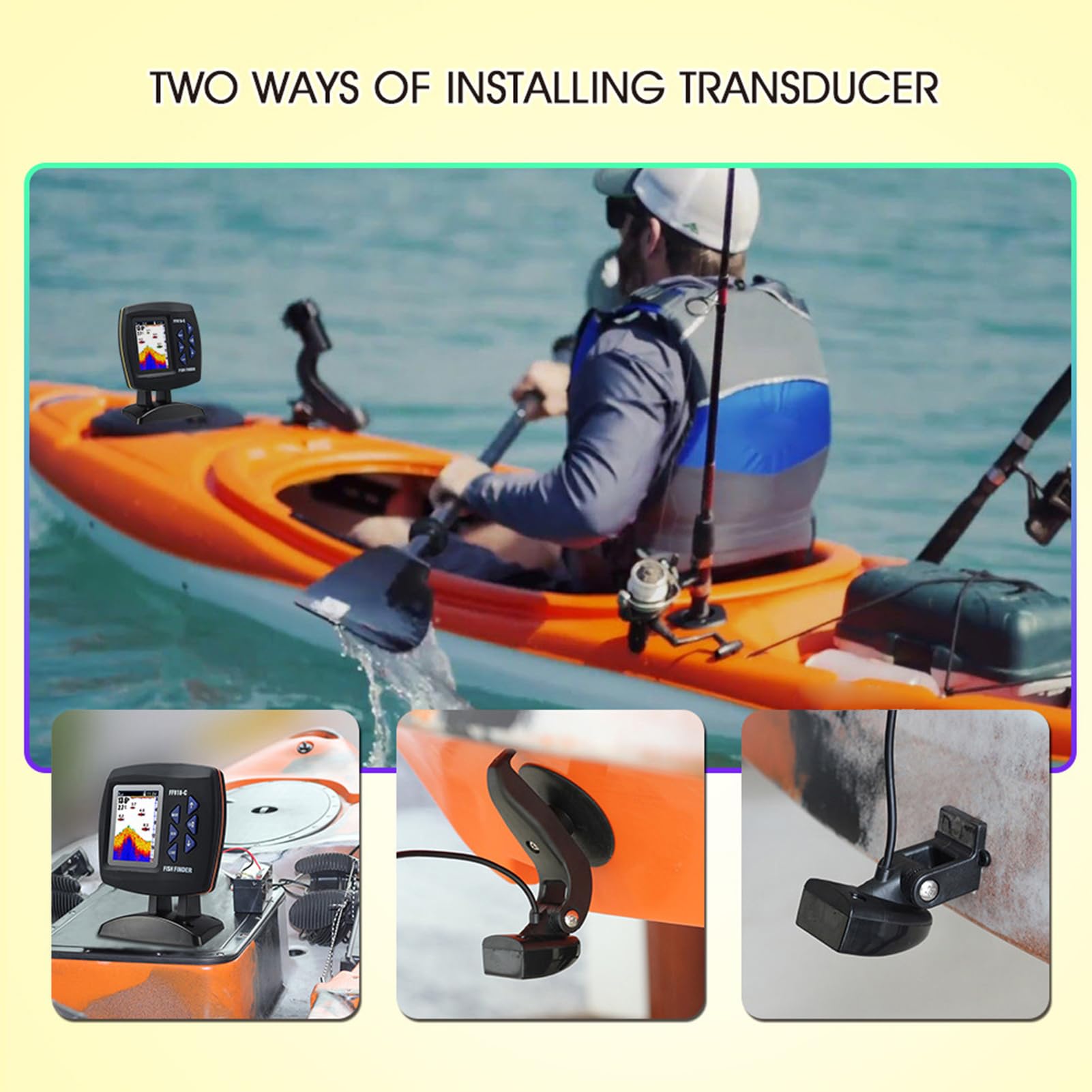 Fisch Finder Kabelgebundener Wandlersensor Fischfinder 45-Grad Unterwasser-Angelkamera Tragbarer Wasserdichter Unterwassermonitor LCD Fischsucher Boot Fischdetektor