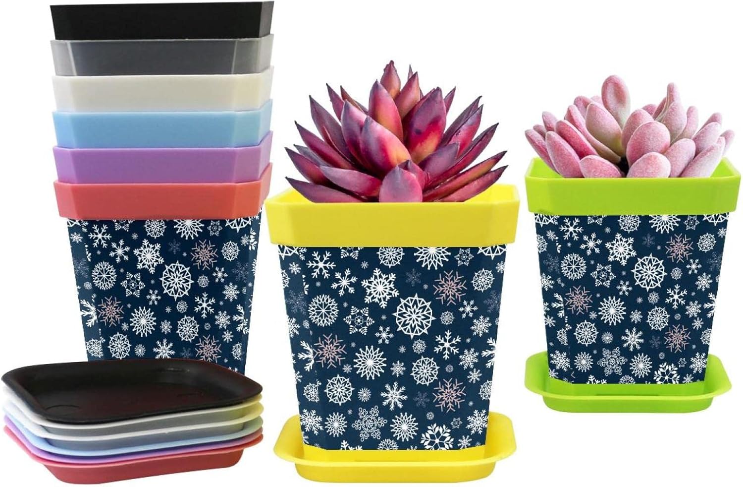 Paquete de 8 macetas de plástico para plantas de semillero engrosadas, color azul de invierno