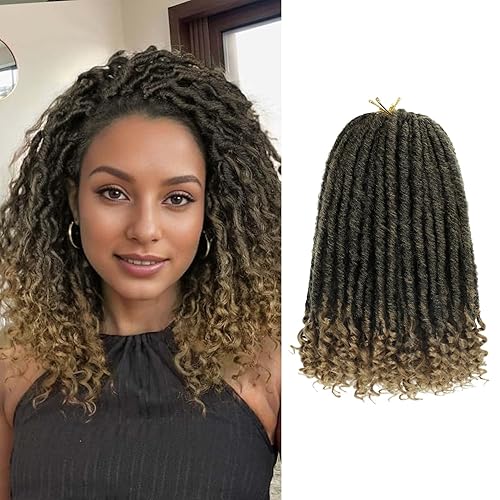 Miniatura 8 de 6 paquetes de cabello de ganchillo Goddess Locs, 18 pulgadas de trenzas de ganchillo rectas Faux Locs, extensiones de cabello sintético suave rizado