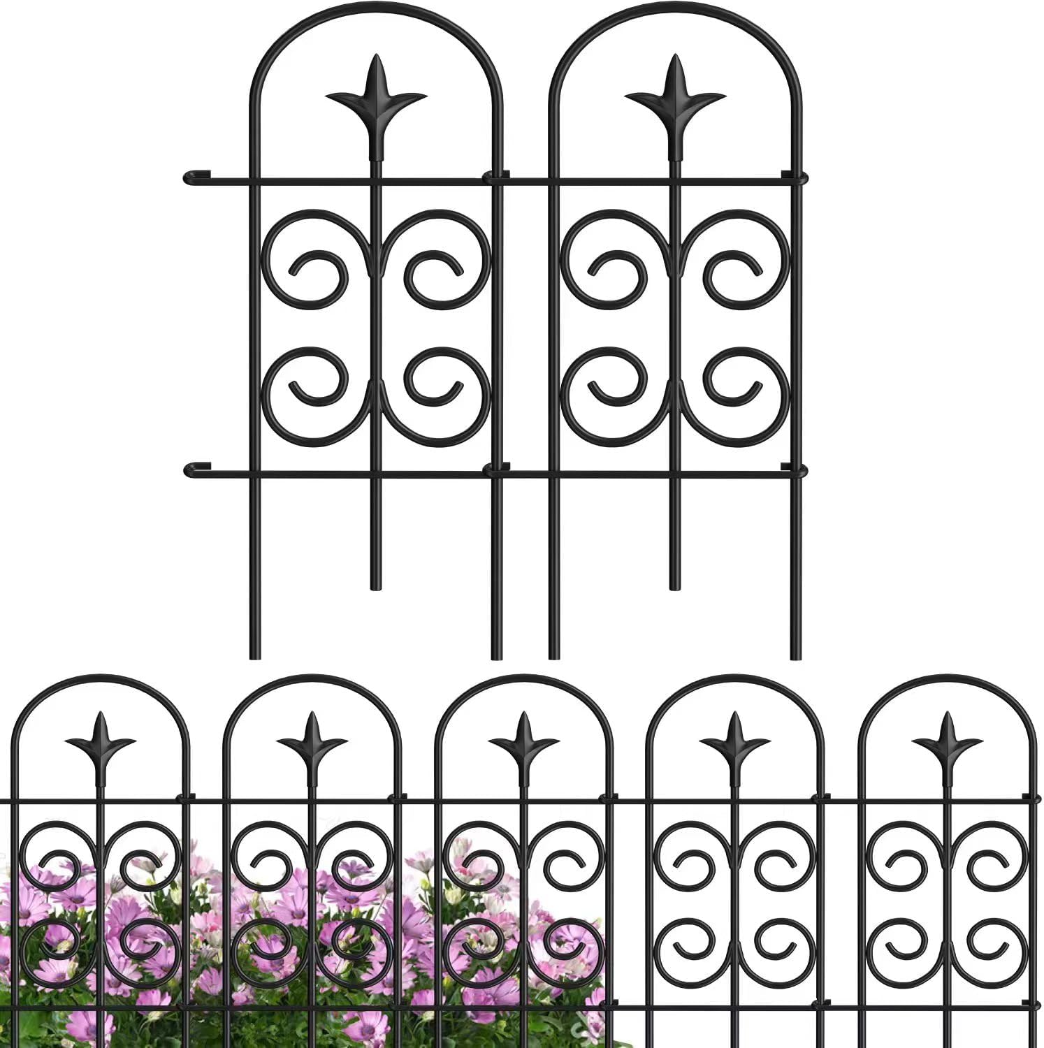 Amazon.com : Sungmor 250CM by 64CM Iron Garden Fence, Pretty Vintage Green Rustic Style ...