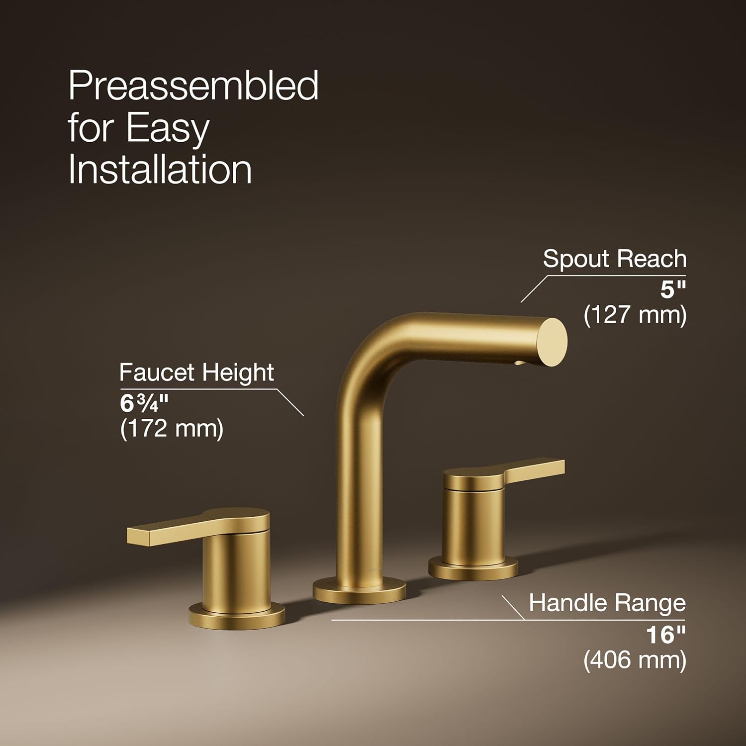 KOHLER K-33592-4-2MB Elate® Widespread Bathroom Sink Faucet, Enhanced Flow, Durable Construction, Easy Installation, Bathroom Faucets, 1.2 GPM, Vibrant Brushed Moderne Brass