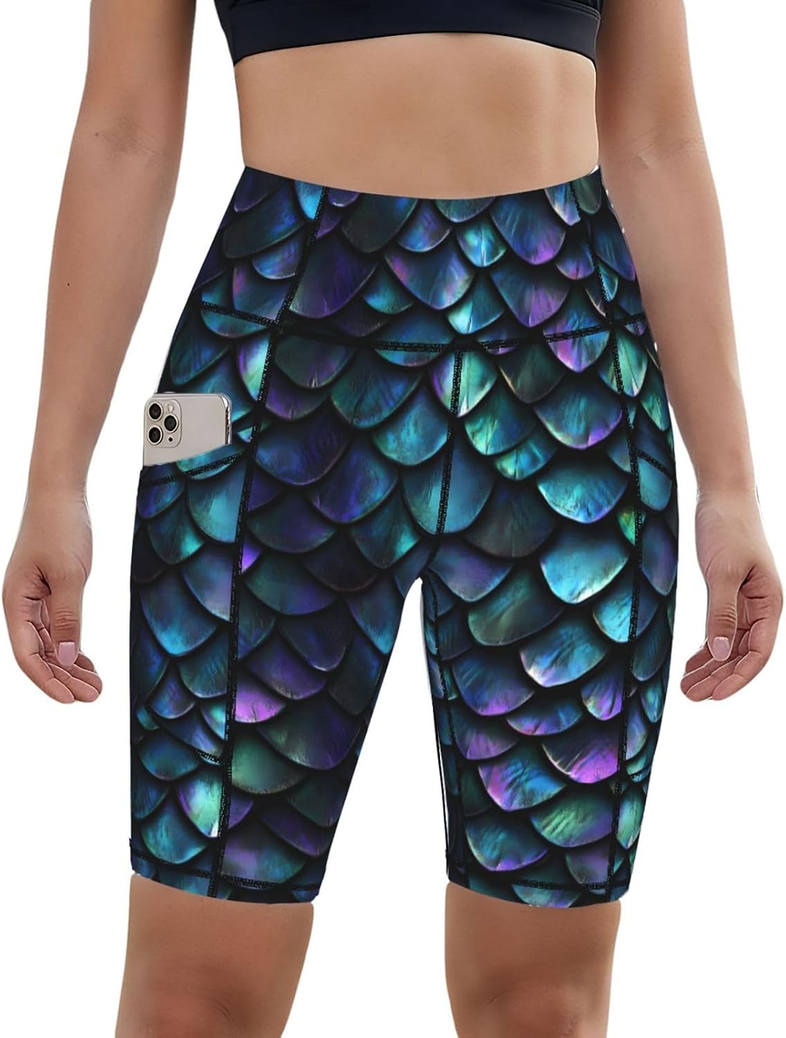 Dujiea Women's High Waisted Athletic Shorts with Pockets, 5" Inseam, 4-Way Stretch Moisture Wicking Yoga Running Shorts