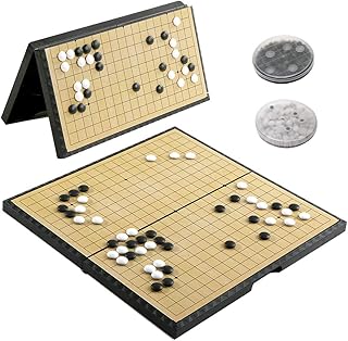 Go Play Set Magnetic Folding Board Game Portable Traditional Chinese Weiqi Set with Magnetic Stones for Adults Travel Gomoku (Large 37 cm)
