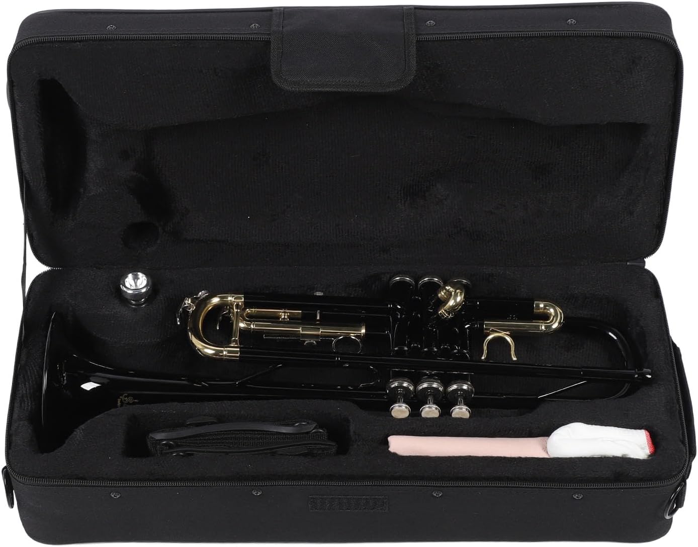 Trumpet Instrument Brass Standard Bb Trumpet with Storage Box Cleaning Cloth Mouthpiece Gloves for Student School Band Orchestra Beginner