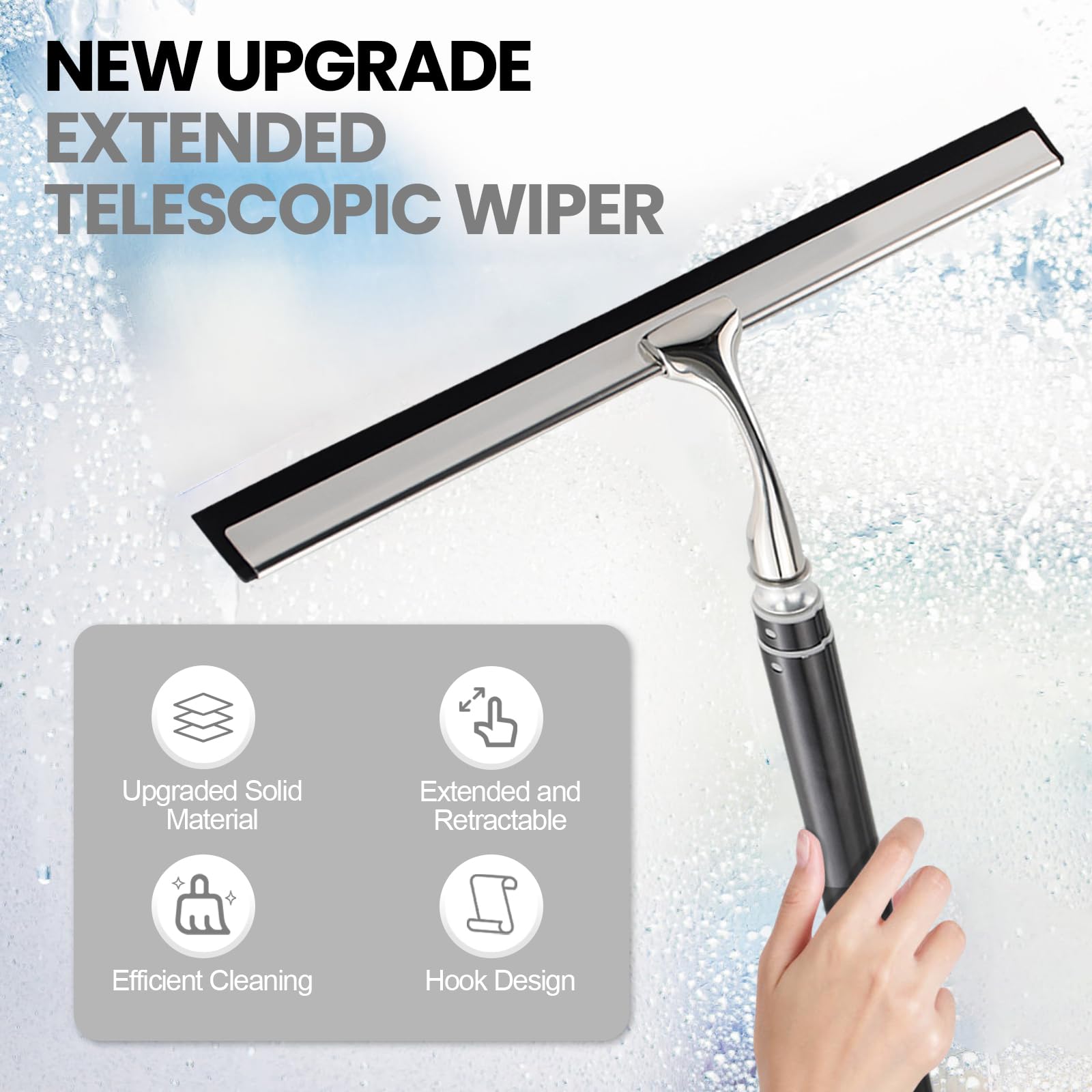 Tergivetro Per Doccia Retrattile - Lavavetri Per Pavimenti E Superfici Lisce Senza Aloni - Foto 9