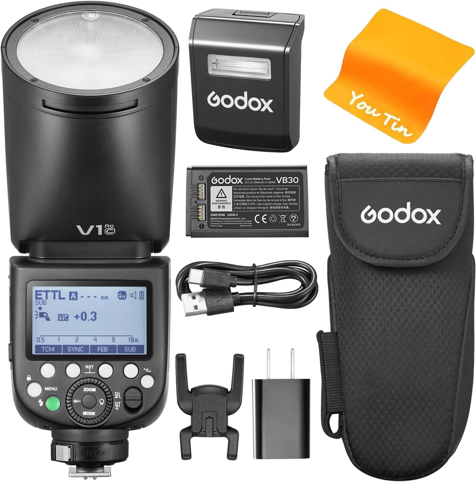 V1Pro-C V1 Pro C TTL Camera Flash for Canon, Godox V1-C Upgraded, 2.4G HSS 1/8000s Li-Ion 76Ws Round Head Flash, Innovative External Flash SU-1, Godox V1Pro for Canon Cameras