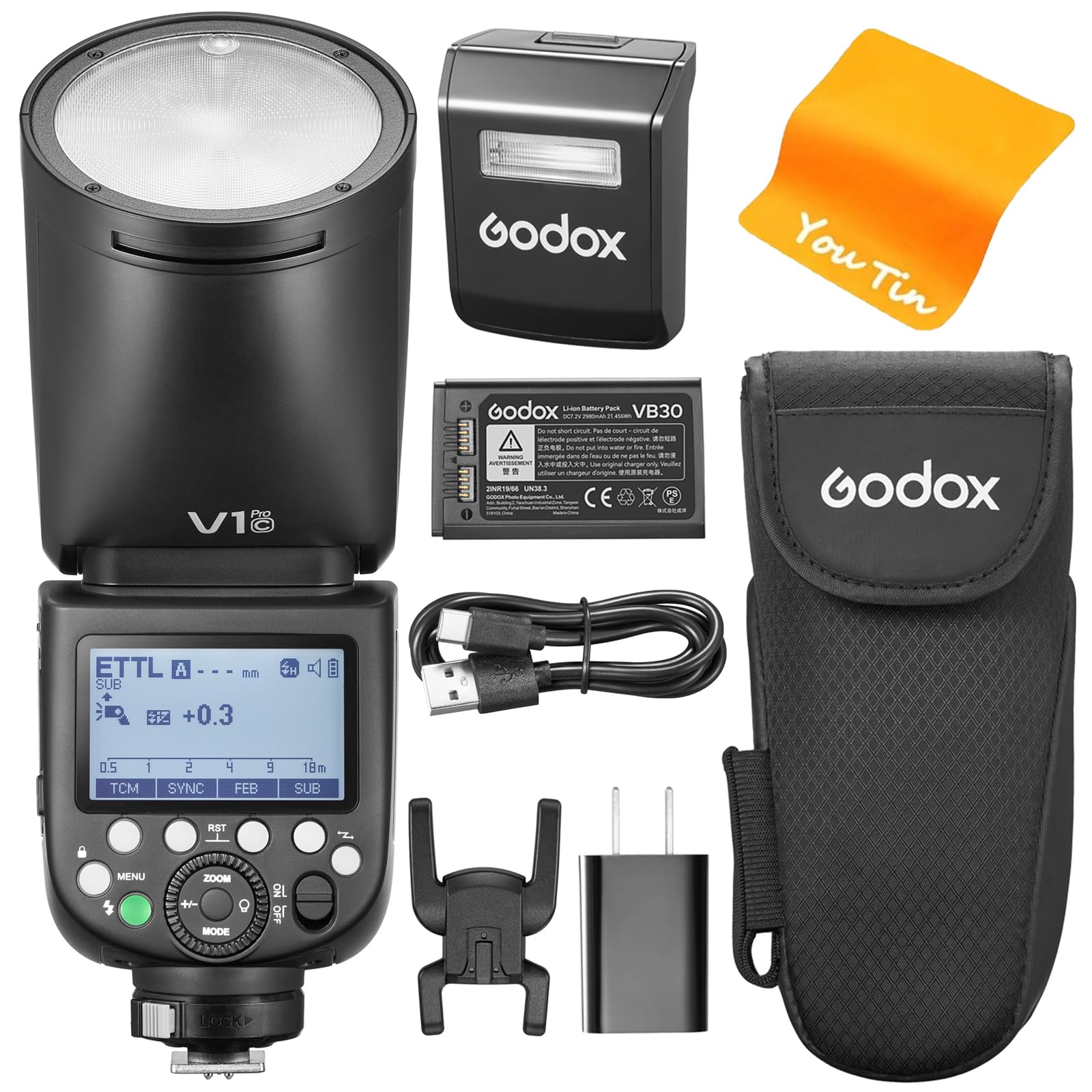 Flash Godox V100C Per Canon - 100W, Touchscreen, Wireless 2.4G, Sincro 1/80000s, Batteria Integrata - Foto 4