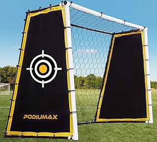 PodiuMax 4 in 1 Soccer Goal & Rebounder, 7x5ft Rebound Net with Upgrade Frame, Steel Ground Pass Net for Backyard Park Field, Soccer Kick Back Trainer for High Passing, Low Passing & Shooting Training