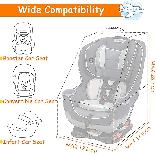 Miniatura 3 de Bolsa de viaje para asiento de automóvil, mochila acolchada para viajes en avión, bolsa de viaje grande y duradera para asiento de automóvil para