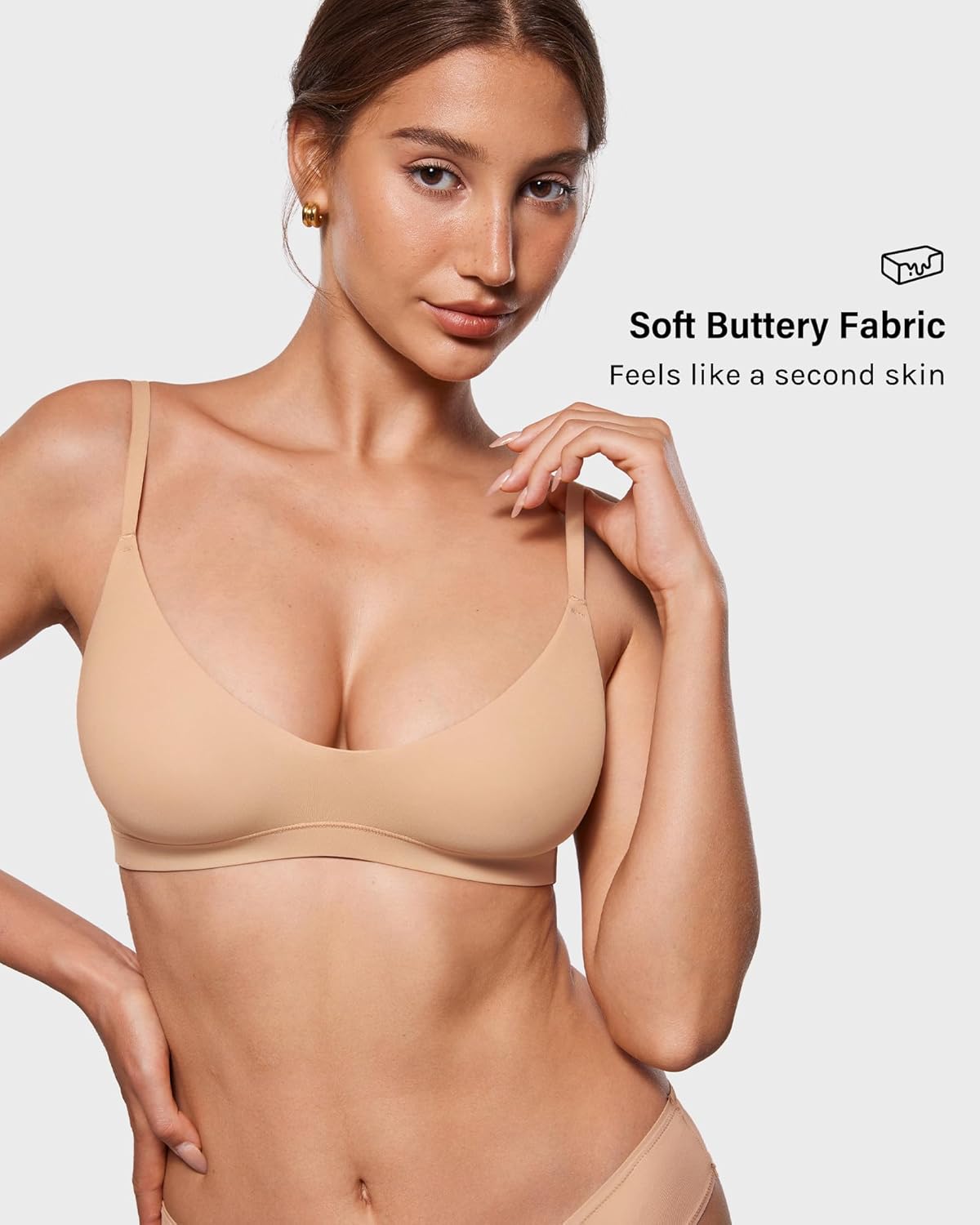 INLYRIC Women's Inbarely Soft Scoop Bralettes No Padding Cami Bras Unlined No Underwire Comfort Sleep Bralette Pullover - Image 5