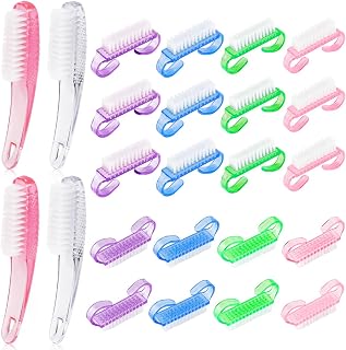 24Pcs Handle Grip Nail Brush, Nail Brush Curved Handle Grip for Cleaning Fingernails and Toenails, Colorful Toes Nails Cleaner Manicure Scrubbing Brushes, Pedicure Brushes Tools for Women Men